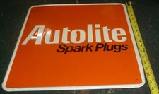 Vintage Embossed Autolite Spark Plugs Advertising Metal Sign 18” X 18” picture