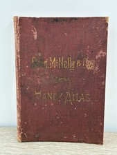 Antique Rand McNally 1892 New Handy Atlas Book 1890 Populations Color Maps Rare picture