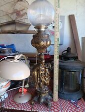 Antique Victorian Figural Parlor Lamp Heavy Brass Like Metal 33