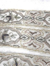 antique trim beaded lace Victorian/Edwardian net lace glass beads original 1880 picture