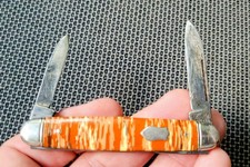 Vintage Imperial Pocket Knife USA Orange Cream Color WOW picture