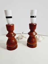 PAIR OF VINTAGE TEAK LAMP BASES 22.5 CM TALL picture