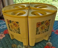 Vintage 4 pc Canister With Lids Sterilite Yellow Daisies Retro Mcm **See Photos picture