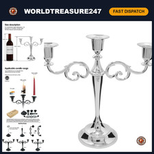 Elegant 3-Arm Metal Candelabra Candle Holder for Table Centerpiece - Silver Fini picture