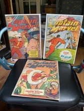 3 Golden Age Captain Marvel 1940’s Comic books lot super hero 1946 - 1948 picture