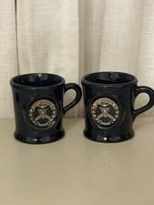 Vintage USNA Class of 1950 20th Reunion Coffee Mugs Navy Blue Ceramic Set of 2 picture