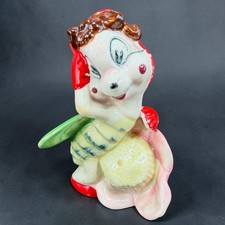 Vintage Anthropomorphic Bug Figurine Red Hat Green Wings Ceramic Made in Japan picture