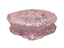 Fenton Iridescent Pink Carnival Glass Oval Covered Trinket/Powder Box picture