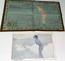 Antique September Morning H. C. Kendall Hester Nude Lady Postcard & Mermaid Felt picture