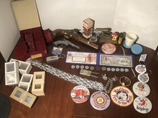 Junk Drawer Lot Vintage Hubley Daisy Color $2 Bill Coins Knife Calvert Swiss 10k picture