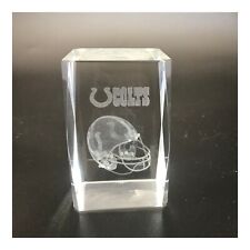 Colts Football 3D Laser Etched Cube Paperweight Crystal Glass picture