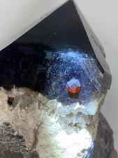 XL Deep Smoky Quartz Scepter with Orange Garnets **Self Standing** picture