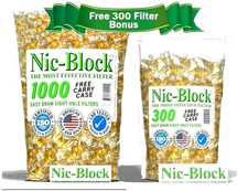 NIC-BLOCK  Cigarette Filters Bulk Wholesale 1300 FILTERS TIPS & FREE CARRY CASE picture