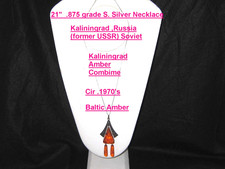 Vtg. 1970's Kaliningrad Russia Baltic Amber Combime /.875 S. Silver 21