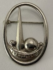 1939 New York World’s Fair Trylon Perisphere Brooch Pin NYWF Lic 1625 Vintage picture