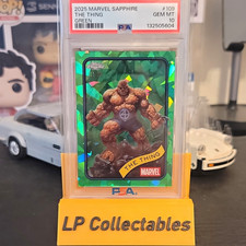 Topps 2025 Marvel Sapphire The Thing Green Parallel #109 PSA 10 picture