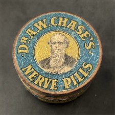 Dr. A.W. Chase's Nerve Pills Blue & Yellow Medicine Advertising box picture