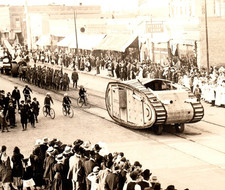 RPPC WWI Sheridan WY Tank Parade Float Tractor Real Photo Postcard Wyoming picture