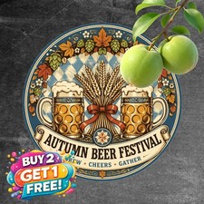 Bavarian Autumn Beer Festival Sign Round German Pub Decor Metal Plaque 8x8 picture