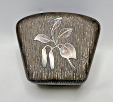 Vintage Danish Andersen Søhoel Bog Oak Sterling Silver Pen Holder 1960s Floral picture
