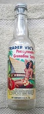 VINTAGE 1946 TRADER VIC'S POMEGRANATE GRENADINE SYRUP BOTTLE OLD TOPLESS VERSION picture