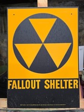 Vintage Fallout Shelter Sign 10x14, Authentic 1950s-60s Government Issue picture