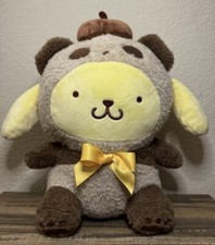 10” Sanrio Pompompurin in Brown Panda Costume Sitting RARE Plush Kigurumi NWT picture