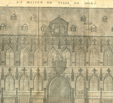 1720 antique drawing La Maison De Ville De Mons. City Hall picture