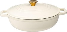 LEXI HOME ENAMELED 5 QT CAST IRON DUTCH OVEN BRAISER - CREAM picture