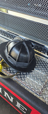Used Leather Cairns N5A Fire Helmet w/ Chin Strap, picture