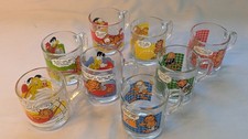 McDonald's 1978 Vintage GARFIELD GLASS MUGS Davis Check 8oz 2 COMPLETE SET 4 x8 picture