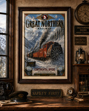 Great Northern Railway railroad train vintage style art poster 11
