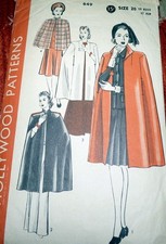 *LOVELY VTG 1930s CAPE HOLLYWOOD Sewing Pattern 20/38 picture