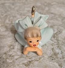 Vintage Inarco Big Bow Girl - Japan 1963 Green Dress Bloomer Girl Figurine E1059 picture