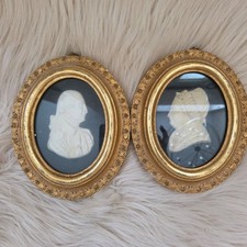 Vintage Borghese George & Martha Washington Cameo Relief Portraits Gold Frames picture