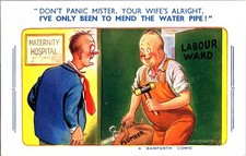 Vintage Bamforth Comic Postcard No. 1772 Plumbing Joke Maternity Ward picture