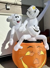 VTG 2003 Kmart Pumpkin Time 3 Ghosts On A Jack O' Lantern 8 Ft Inflatable TESTED picture