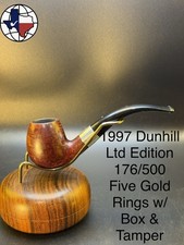 1997 Dunhill Christmas  Ltd Edition 176/500 Five Gold Rings W/Box & Tamper Pipe picture
