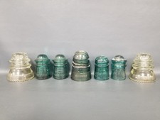 Antq Lot Glass Insulators Aqua / Blue Green Clear Hemingray + 1890s / 1900s picture