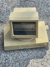 Vintage Quartz Desk Clock Hidden Pull-Out Calculator Computer Floppy Disk Style picture