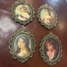 4 - 5” Vintage Ornate Small Victorian Style Metal Wall Hanging Pictures Action picture