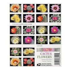USPS CACTUS FLOWERS BOOKLET OF 20 FIRST CLASS LETTER STAMPS picture