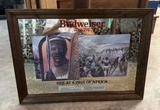 Vintage 1980s Budweiser Mirror Sign – Great Kings of Africa. Great Condition picture