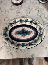 VTG Oval Platter Ceramic Hand Painted Pottery Signed P Silkotch Date 1992 picture