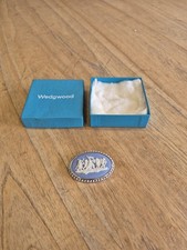 Wedgwood England Blue Jasperware Cameo Cherubs Brooch Pin 3412B picture