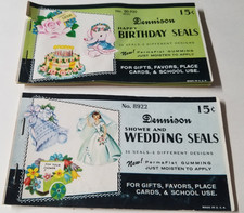 2 Booklets 1950s Dennison Shower Wedding Seals and Birthday Seals As Is 3691 picture