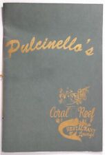 1992 Vintage Large Menu PULCINELLO'S CORAL REEF Restaurant Philadelphia PA picture