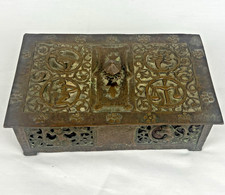 Antique Oscar Bach Bronze Zodiac Humidor Box Art Deco Astrology 1920s picture