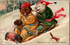 [86i] Postcard Unused, Raphael Tuck Little  Bears Tabogganing In The Snow picture