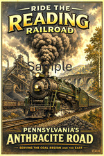 Reading railroad train poster old vintage poster art 8.5 x 14 inch picture